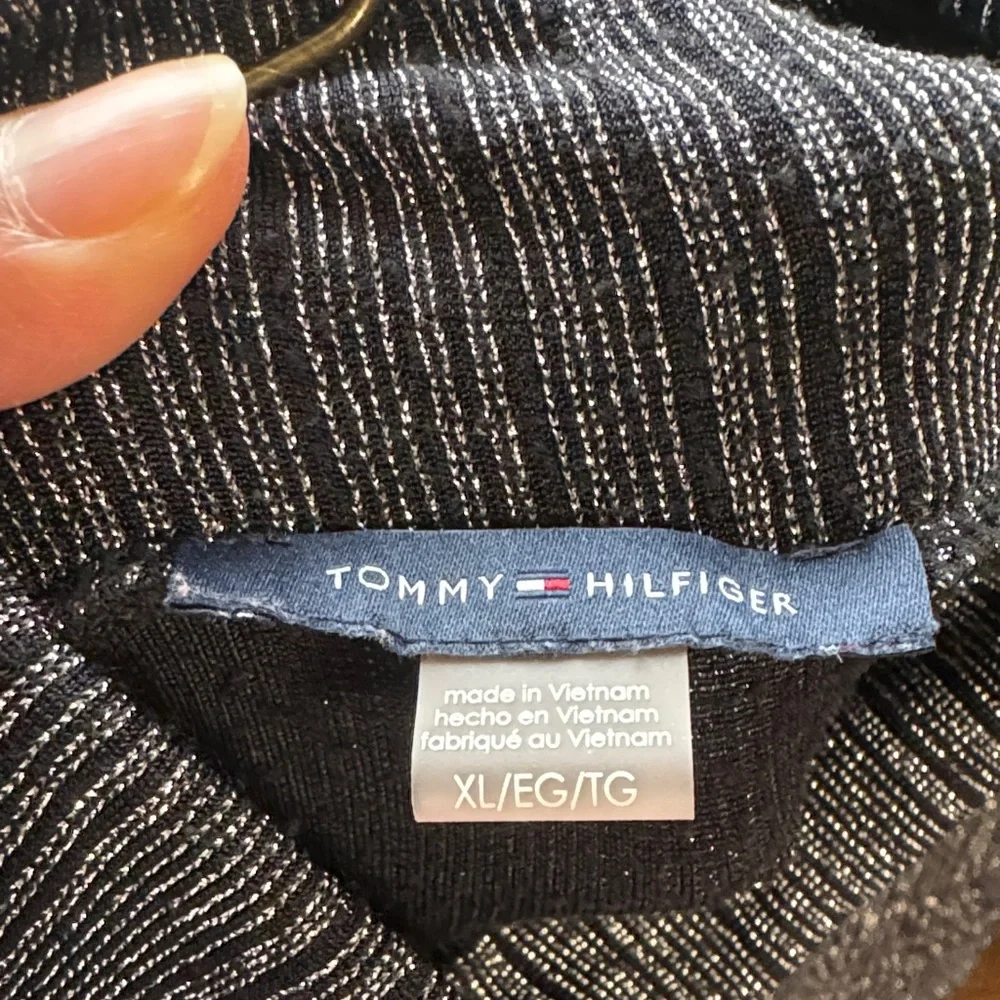 Tommy Hilfiger Black Metallic Ribbed Turtleneck Sweater - Picture 3 of 5